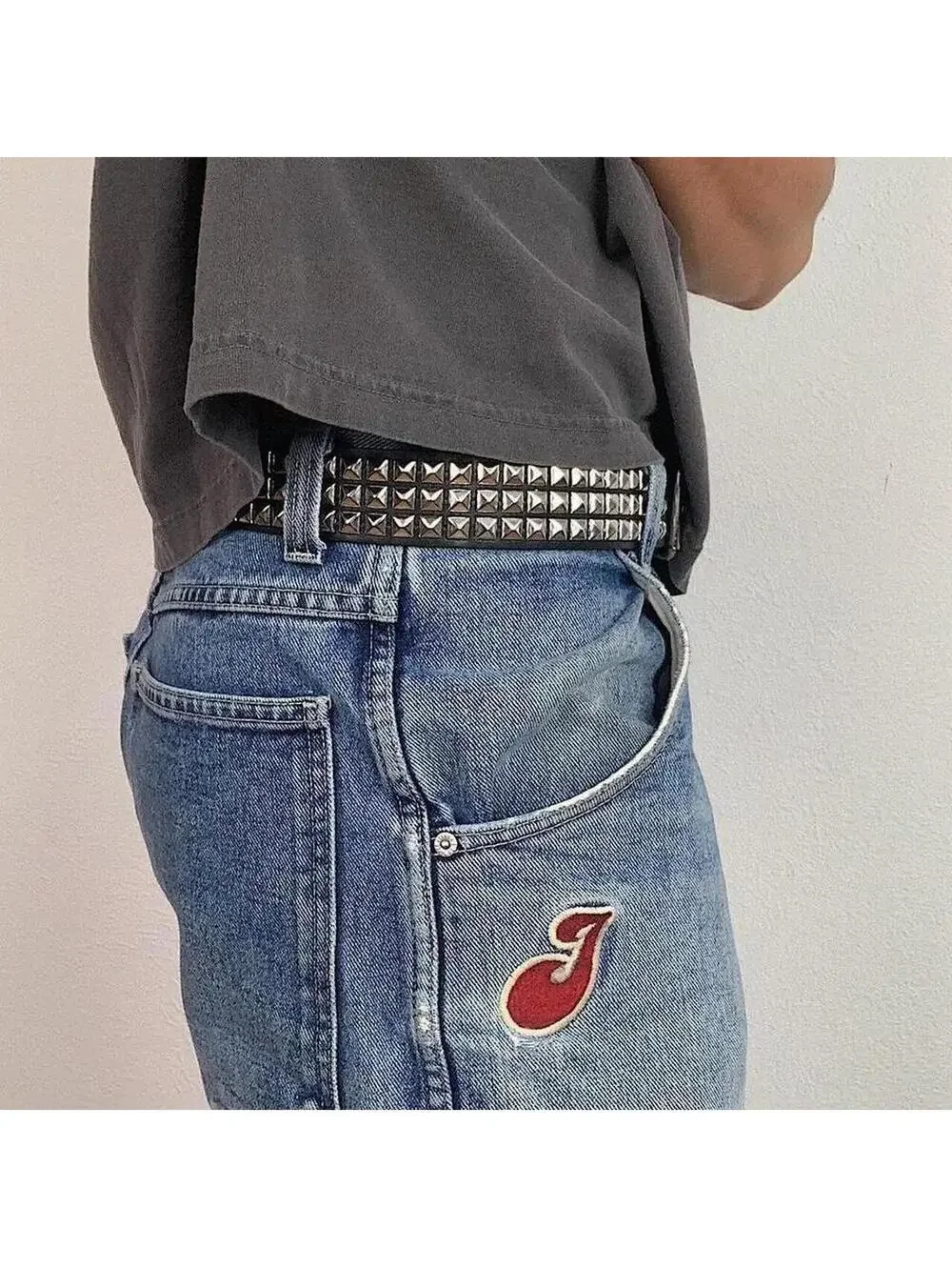 Vintage Y2K Black Punk Studded Diamond Belt